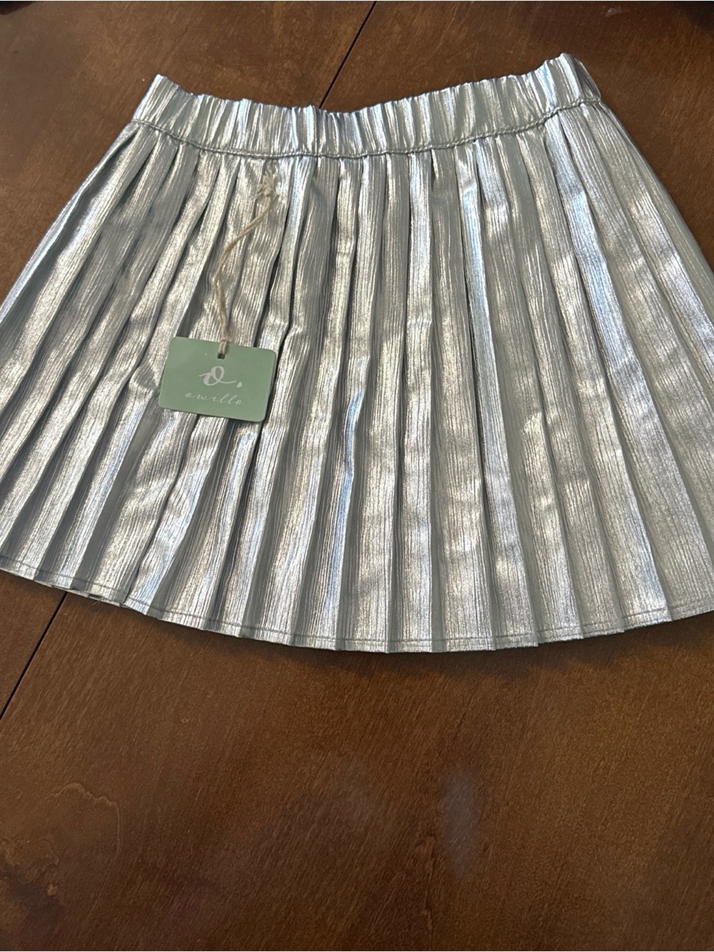 Silver Metallic Pleated Mini Skirt - Women
